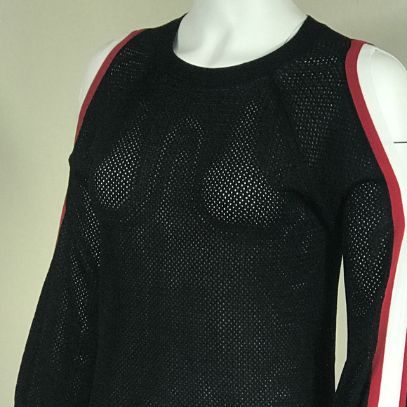 INC Striped Sleeve Cold Shoulder Top - Picture 6 of 8